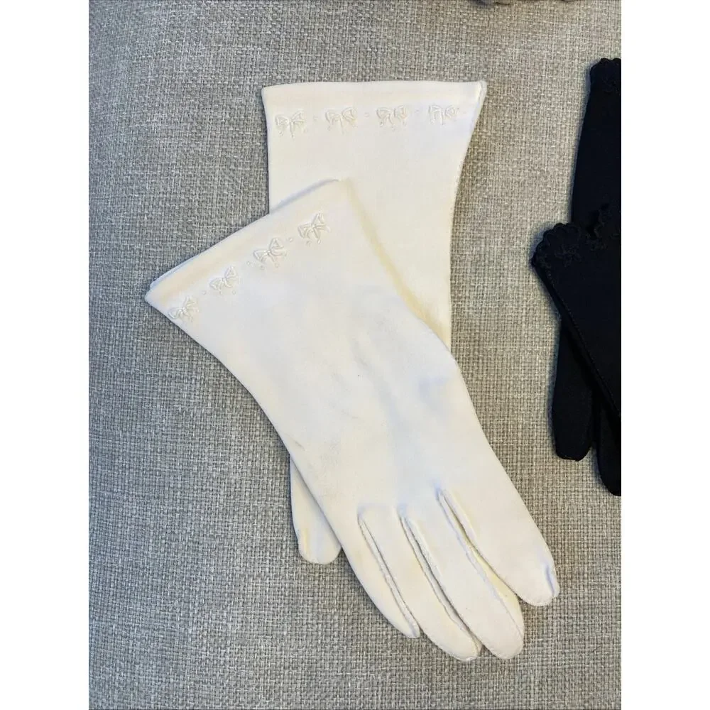 Lot of 5 Vintage Leather Cloth Dress Gloves Embroidered MCM S/M